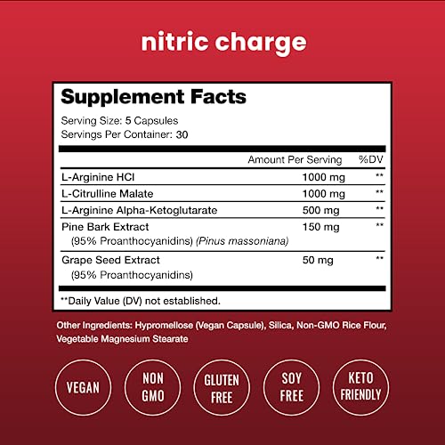 Nitric Oxide Supplement | L-Arginine, L Citrulline Malate, AAKG, Pine Bark, Grape Seed NutraChamps