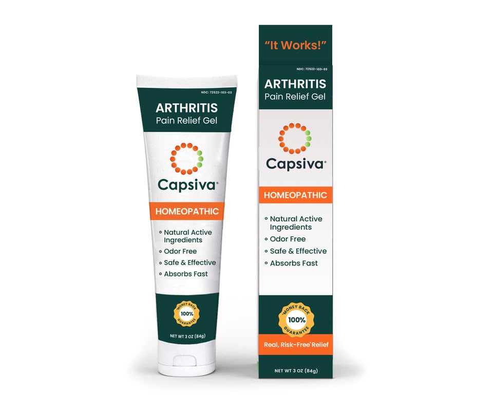 Capsiva Pain Relief Topical 3oz Tube, 2 Pack, for Your Hands, Neck, Back, Joints, Non-Greasy, No Burn, Odor Free, Homeopathic Active Ingredients, Contains Capsaicin & Arnica, Absorbs Fast Capsiva