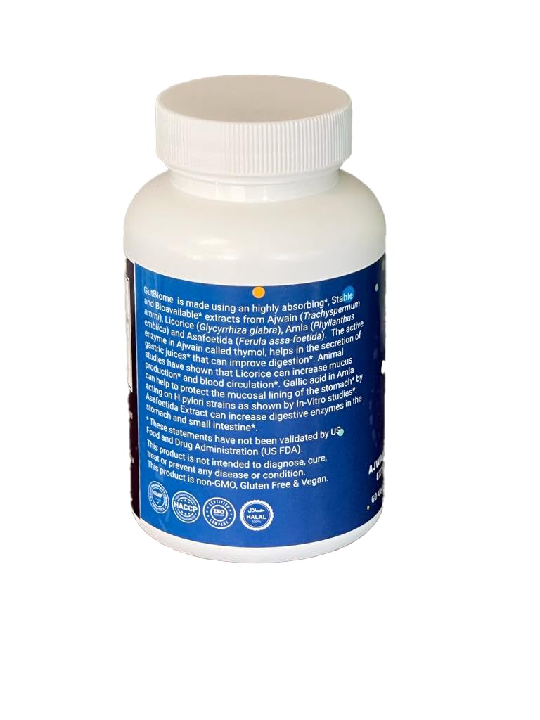 Metacure GutBiome – Liposomal Extracts of Ajwain, Licorice, Amla & Asafoetida – Advanced Digestive Support Formula – Vegan, Non‑GMO, Gluten‑Free – 60 Capsules Metacure