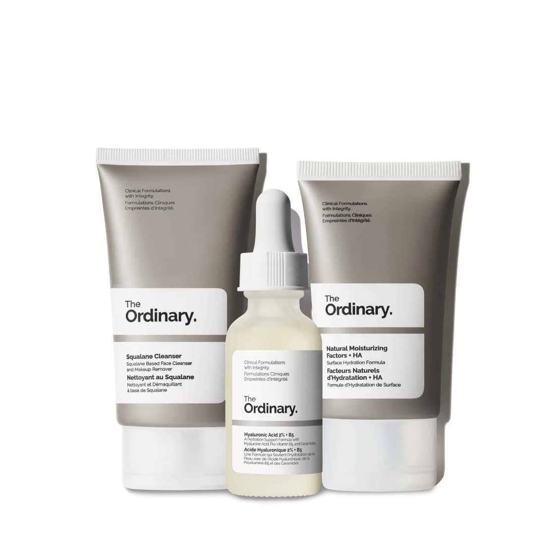 The Ordinary The Daily Set, Daily Skincare Routine with Squalane Cleanser, Hyaluronic Acid 2% + B5, and Natural Moisturizing Factors + HA | Skin Care Set The Ordinary