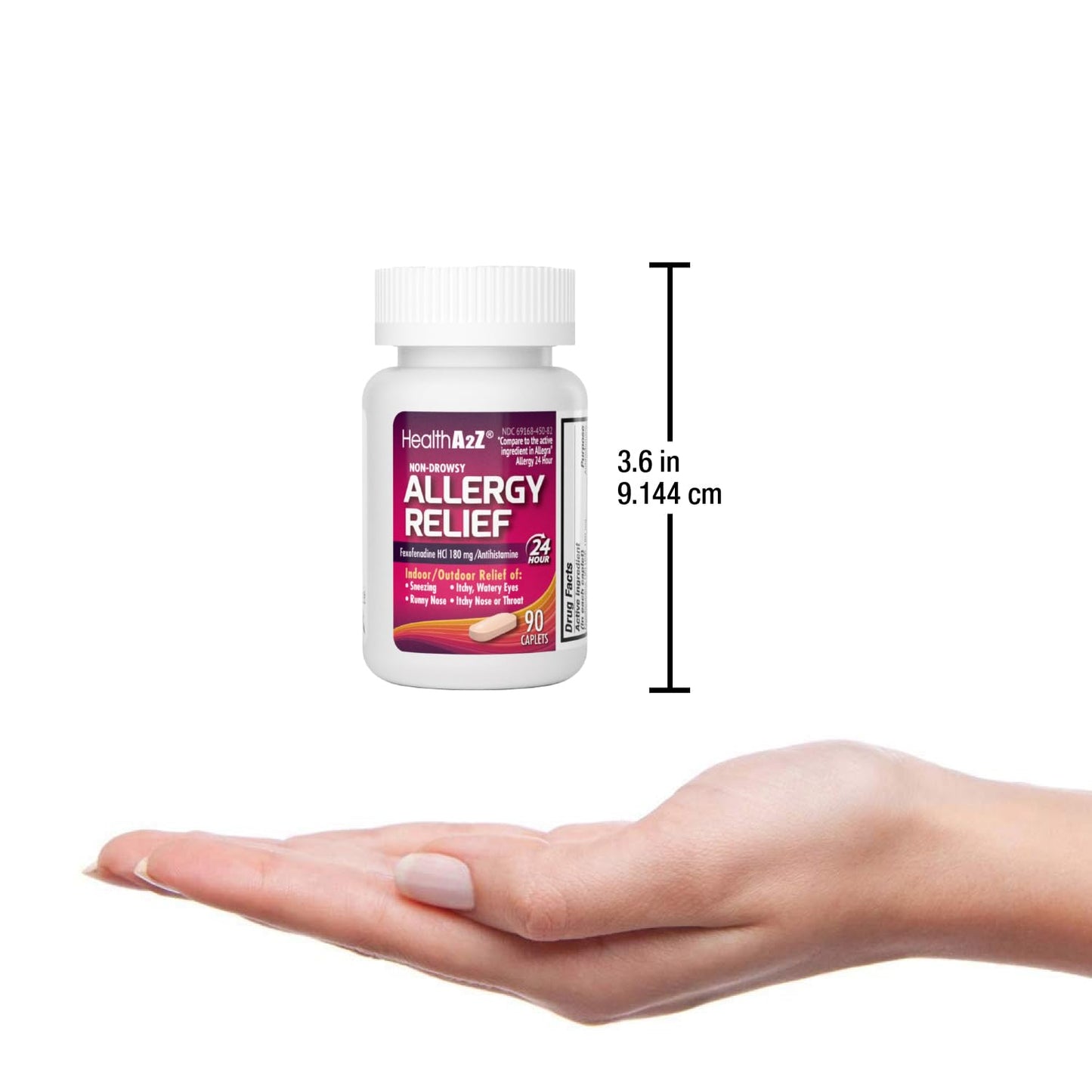 HealthA2Z Fexofenadine Hydrochloride 180mg, Antihistamine for Allergy Relief, 24-Hour Antihistamine for Allergy Relief (90 Counts) HealthA2Z
