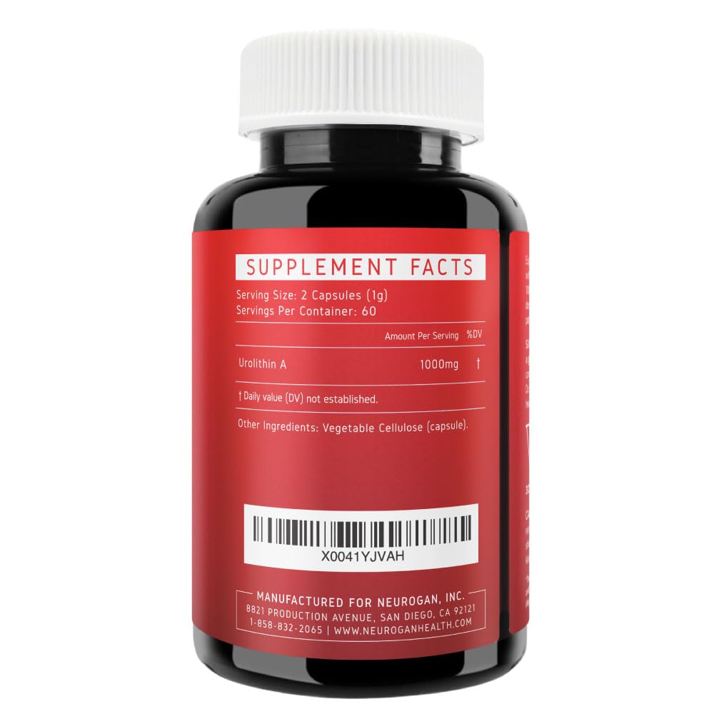 Neurogan Urolithin A PRO Capsules - 1000mg, 120 Ct - Advanced Cellular Health, Post Biotic Supplements - Ultra Micronized Urolithin A Supplement, Sourced from Pomegranate Extract Neurogan