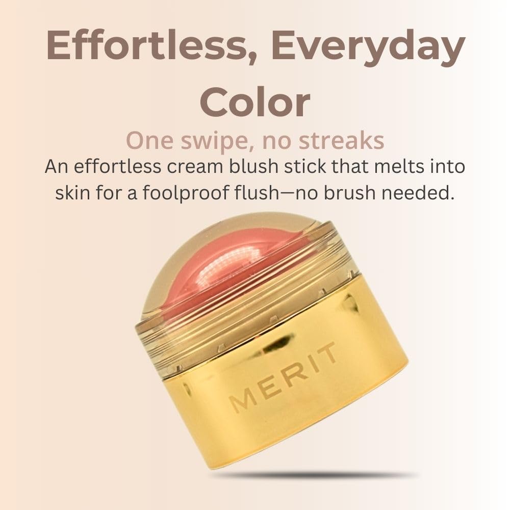 MERIT Flush Balm Cream Blush – Lusitano Soft Peach | Hydrating Radiant Cheek & Lip Tint Stick with Vitamin E | Lightweight, Buildable, Vegan & Cruelty-Free Blush Merit