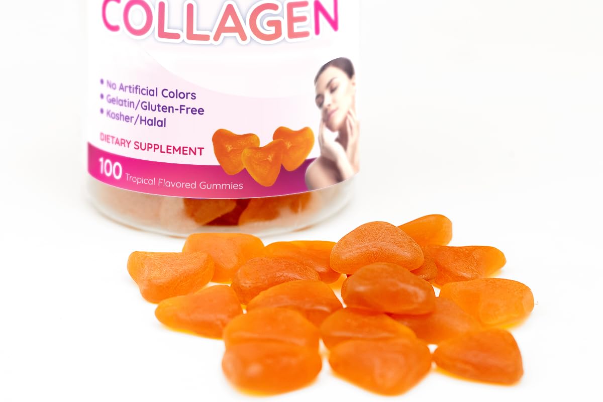 Collagen Gummies- Natural Marine Collagen for Women, and Men- Collagen Supplements for Skin Hair, Nails- Hydrolyzed Type 2 & 1 3- Replace Pills and Powders - No Gelatin, Kosher, Halal- 100 Ct. Flamingo Supplements