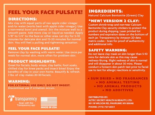 Aztec Secret– Indian Healing Clay 16 Oz – Deep Pore Cleansing Facial & Body Mask – The Original 100% Natural Calcium Bentonite Clay – New Version 2 Aztec Secret