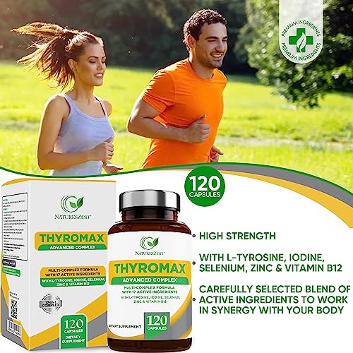 Natures Zest Thyroid Support Supplement for Women & Men - 120 Vegan Capsules Natures Zest