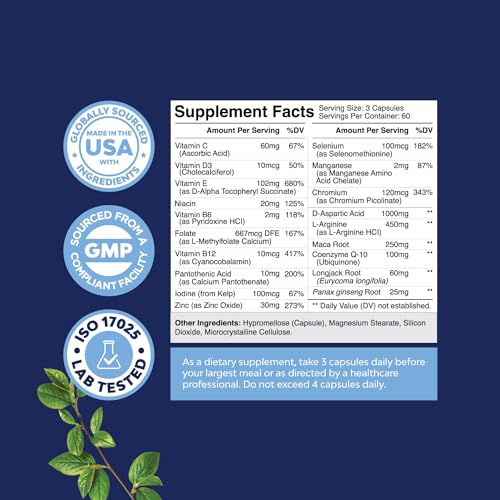 Prenatal Multivitamin Male Fertility Supplement 180ct - Mens Fertility Supplement Natures Craft