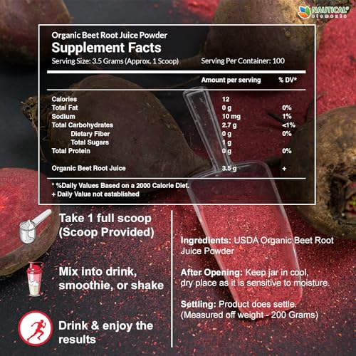 Beet Juice Powder Organic - Cold Pressed - 20:1 Concentrate - Concentrated Beet Root Nautical Elements