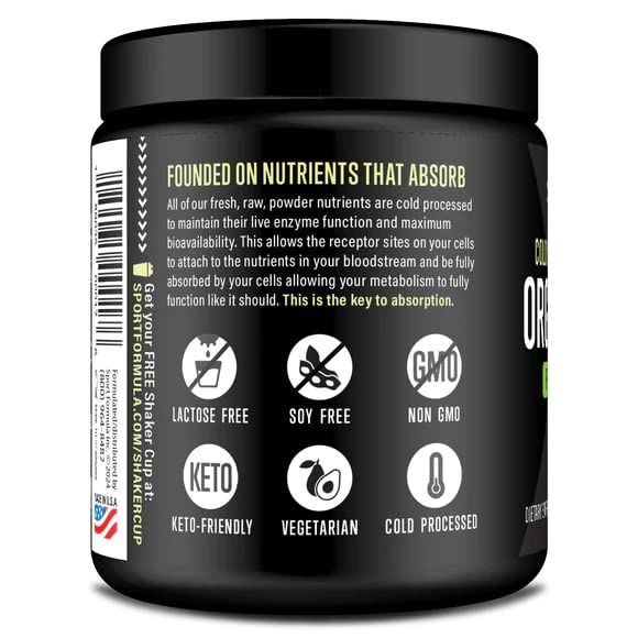 Sport Formula 99 Organic Greens Superfood Powder, Cold Pressed Vegan and Keto Powder, Non-GMO, Low Calorie Daily Green Juice Powder Sport Formula 99