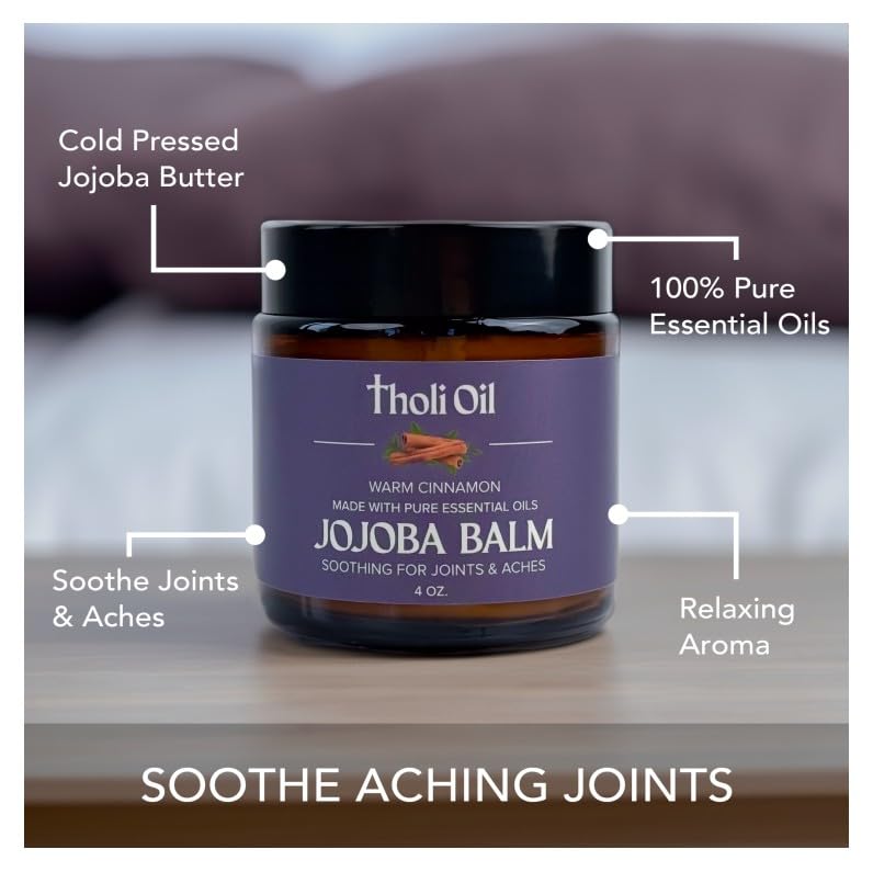 tHOli Plantar Fasciitis Relief Balm – Jojoba Cream with Cinnamon, Cassia, Spikenard & Hyssop – Soothes Heels, Supports Joints & Skin Repair (1oz) Tholi Oil