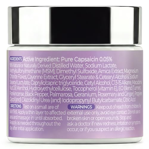 PURPLE CANYON All in One Magnesium Pain Cream – Natural Pain Relief Cream with Arnica, MSM & Capsaicin for Muscle & Joint Support – Fast-Absorbing, Non-Greasy Formula with Aloe Vera & Turmeric PURPLE CANYON