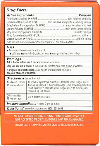 Hyland's Leg Cramps, Relief of Leg, Calf, Charley Horses, and Foot Cramps, 50 Quick-Dissolving Tablets Hyland's