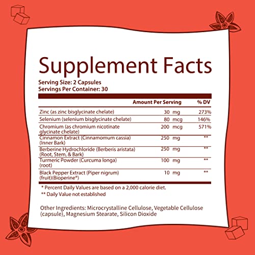 GOBIOTIX Blood Sugar Support - Cinnamon, Berberine and Selenium Capsules - Blood Sugar GOBIOTIX