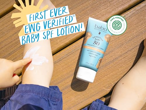 Babo Botanicals Sensitive Baby Mineral Sunscreen Lotion SPF50 - Natural Zinc Oxide - Face & Body - Fragrance-Free - Water-Resistant Babo Botanicals