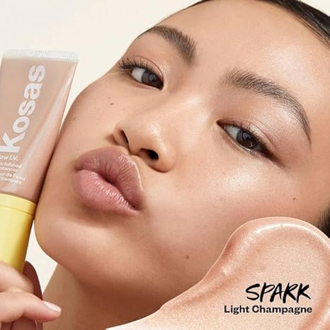 Kosas Glow I.V. - Vitamin-Infused Skin Illuminating Enhancer - Spark. Bonus Premium Korean Sheet Masque with Collagen Kosas