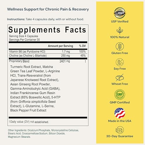 ProleevaMax Nutraceuticals Supplement – Nerve, Muscle & Joint Support with Turmeric Curcumin, Resveratrol, Ginseng & Boswellia, 13 Natural Ingredients, 120 Capsules ProleevaMax