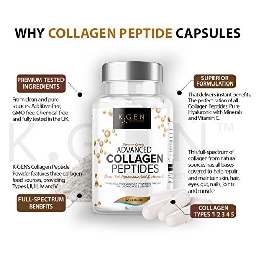 Pure Collagen Supplements Capsules Grass Fed Advanced Multi Collagen Peptides K GEN rejuvenation nutrition