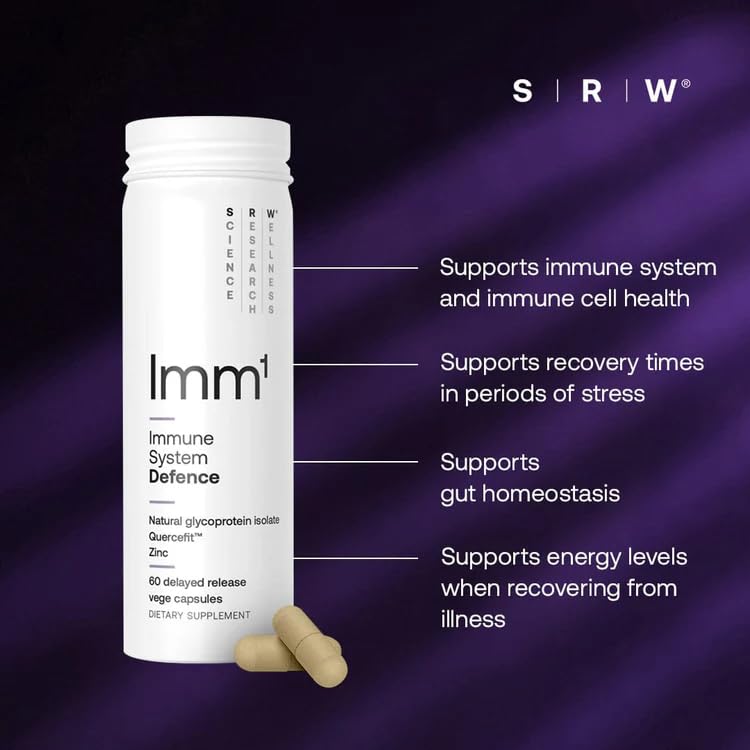 SRW Imm¹ Defence | Supports Immune System Health | 60 Vege Capsules | Supplement for Immune Response | Contains Natural Glycoprotein Isolate (Muno-IgY™) and Quercetin SRW