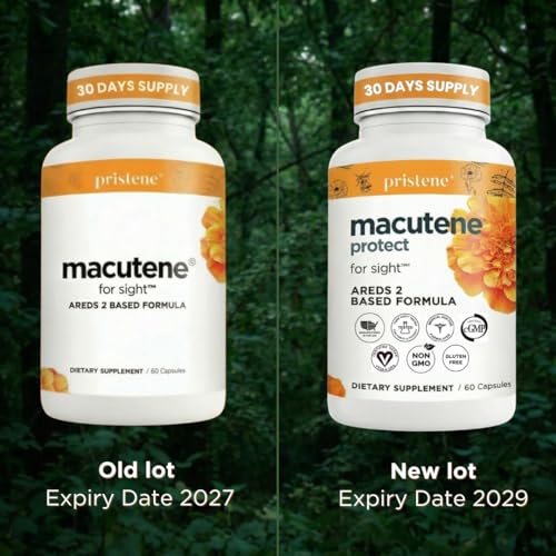 Macutene Protect Eye Vitamins for Macular Support Areds 2 with Lutein and Zeaxanthin Supplements (25mg/5mg) – Doctor Formulated Bilberry Supplement for Eyes, Lab Tested, Vegan (60 Capsules) Pristene