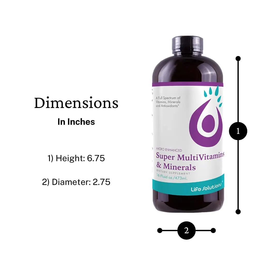 Liquid Super Multivitamin and Minerals - Premium Liquid Vitamins for Enhanced Absorption - Daily Liquid Multivitamin Supplement Life Solutions