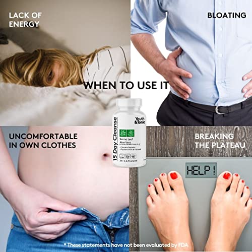 Youth & Tonic 15 Day Colon Cleanser & Detox for Waste Loss to Feel Lighter Youth & Tonic