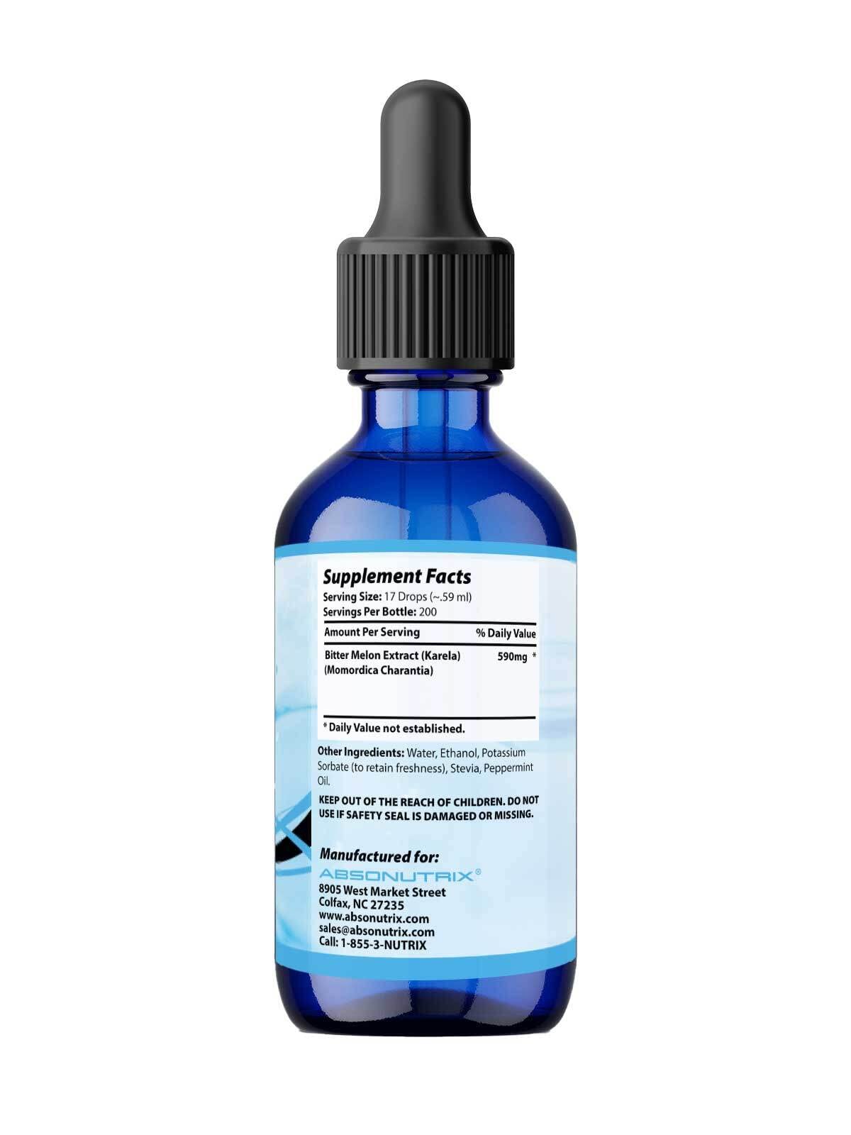 Absonutrix Bitter Melon Extract 590 mg, 4 Fl Oz, 200 Servings, Optimum Bioavailability, Quality Ingredients, Cruelty-Free Products, Non-GMO, Third-Party Tested, GMP-Certified, Made in USA Absonutrix
