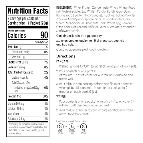 BariWise Protein Pancake & Waffle Mix, Golden Delicious, Low Sugar & Low Carb (7ct) BariWise
