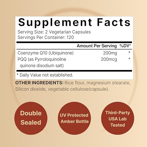 NatureBell CoQ10 (Ubiquinone) 200mg with PQQ, 240 Veggie Capsules | Stable High NatureBell