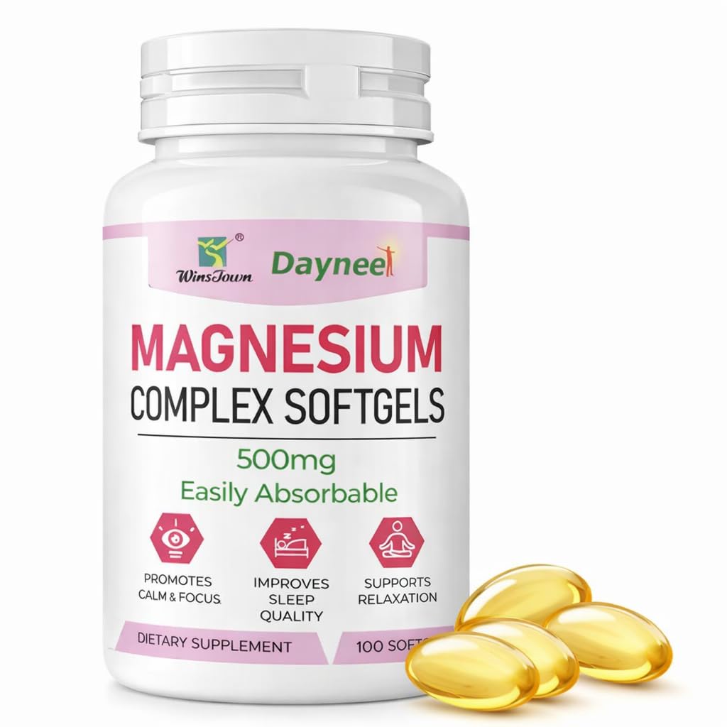 Magnesium Complex Softgels 500mg–Magnesium Supplement for Sleep, Relaxation&Muscle Support–Easy-to-Swallow Softgels–Daily Magnesium for Calm&Wellness, 100 Count FARWIX