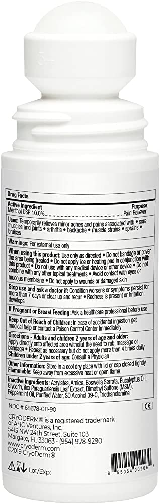 Cryoderm Cold Roll-on 3oz, 2.4 Lb CryoDerm