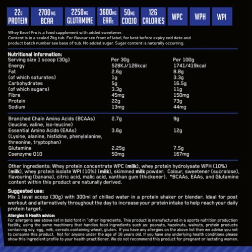 Out Angled Whey Excel Pro Whey Protein Powder Vanilla Flavour, 2kg, 66 Servings, High Protein Powder OUT ANGLED