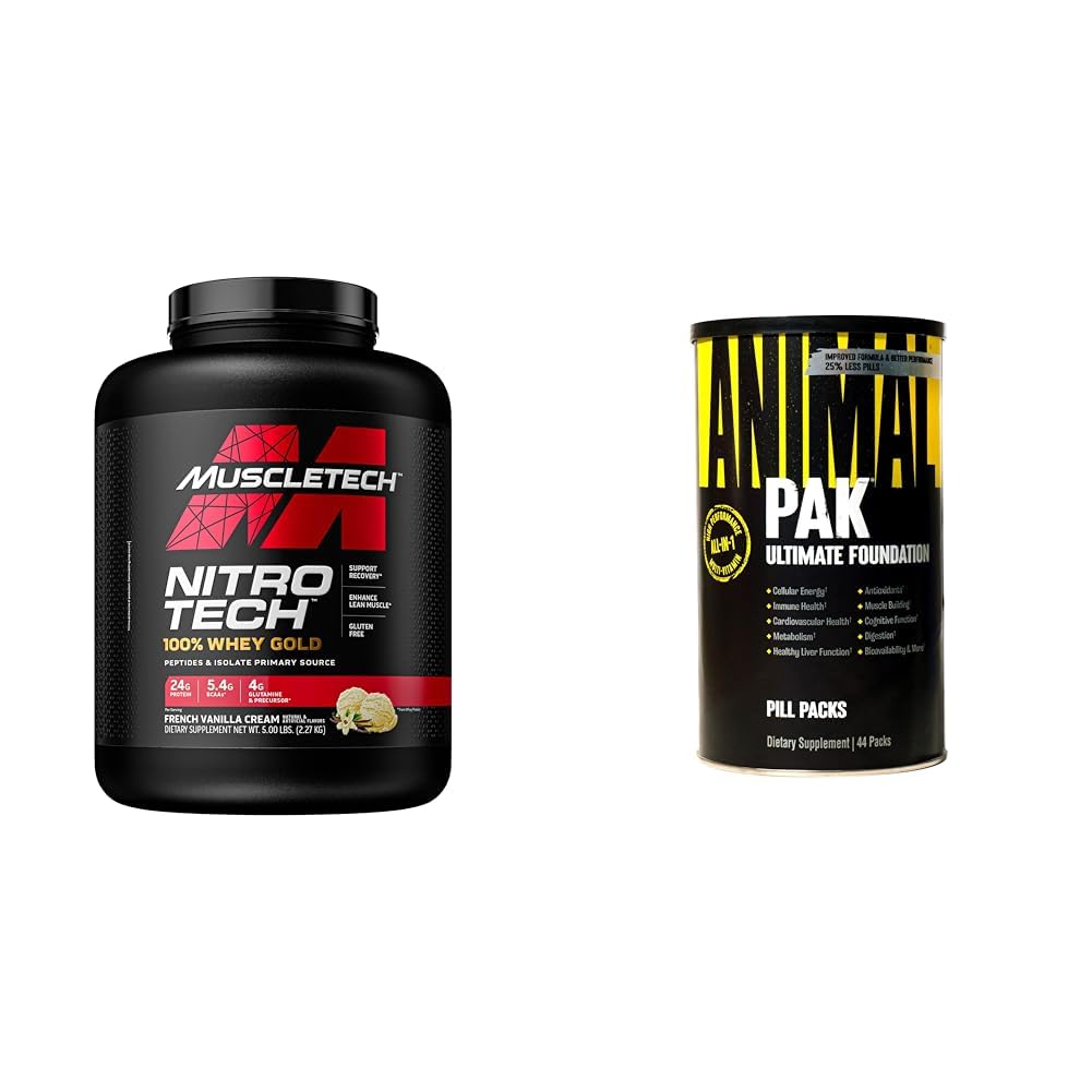 MuscleTech Whey Protein Powder Nitro-Tech Whey Gold Protein Powder & Animal Pak MuscleTech