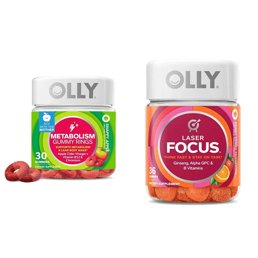 OLLY Metabolism 30 Count & Laser Focus 36 Count Gummy Vitamin Bundles OLLY