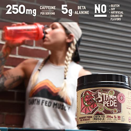 Earth Fed Muscle Stammpede DragoFruit Punch Pre Workout, 30 Servings, Boost Energy Earth Fed Muscle