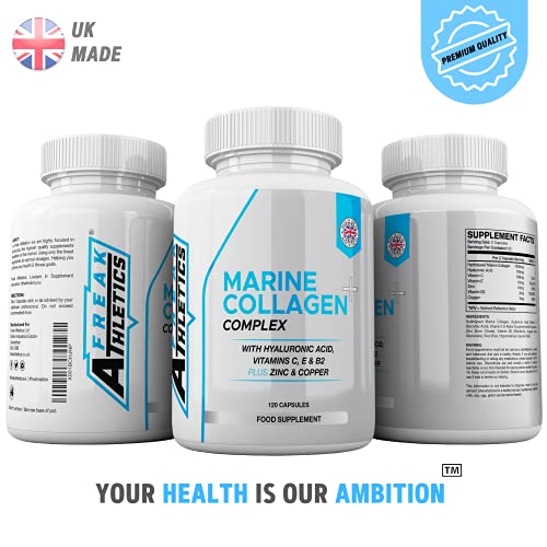 Marine Collagen 1000mg - Type 1 Hydrolysed Collagen - Enhanced with Hyaluronic Acid, Vitamin C Freak Athletics