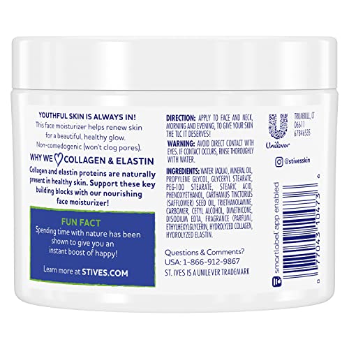 St. Ives Face Moisturizer Cream, Collagen and Elastin, Renewing Facial Moisturizer for Women, Paraben Free St. Ives