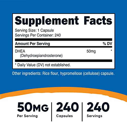 Nutricost DHEA 50mg, 240 Capsules - Gluten Free, Soy Free, Non-GMO, Supplement Nutricost