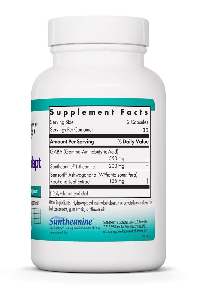 NutriCology ZenMind Adapt - 200 mg L-Theanine, 125 mg Ashwagandha & 550 mg GABA - Supports Stress Response and Calmness - Vegetarian Capsules - Hypoallergenic Formula - 30 Servings - 60 Capsules Allergy Research Group
