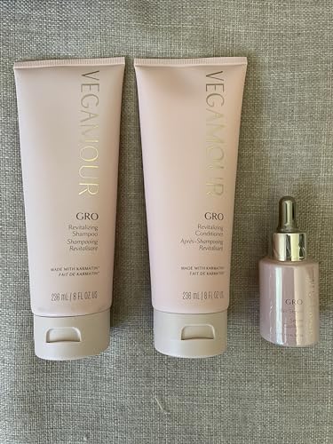 Vegamour GRO Essentials Kit Includes GRO Revitalizing Shampoo & Conditioner and GRO Hair Serum for Thinning Hair VEGAMOUR