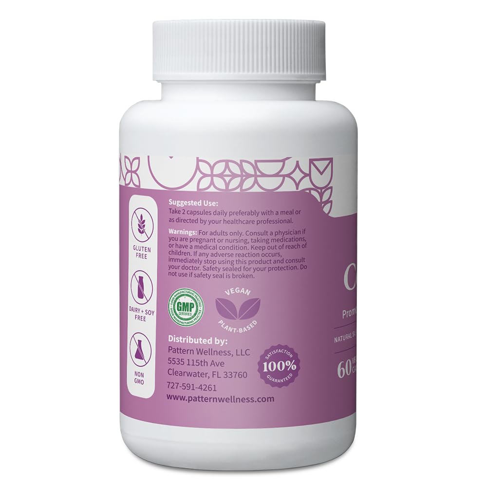 Pattern Wellness PMS Complex – Monthly Cycle Wellness Support – with Vitamin B6, Magnesium & Herbal Extracts – 60 Vegan Capsules Pattern Wellness