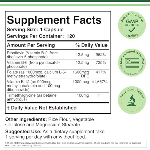Methylated Multivitamin (Methylated and Activated Vitamins Only - Methylated B Complex with Trimethylglycine Double Wood Supplements