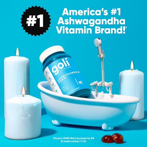 Goli Ashwagandha & Vitamin D Gummy - 60 Count - Mixed Berry, KSM-66, Vegan, Plant Based, Non-GMO, Gluten-Free & Gelatin Free Relax. Restore. Unwind, Pack of 1 Goli