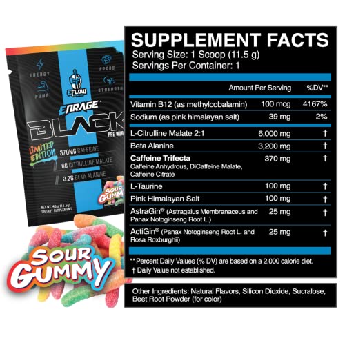eFlow Nutrition ENRAGE Black Preworkout Sample Packs - Travel Packs - High Stim Energy eFlow Nutrition