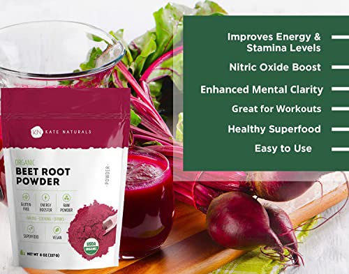 Kate Naturals Beet Root Powder for Baking & Smoothies (8oz) USDA Organic Beetroot Powder Kate Naturals