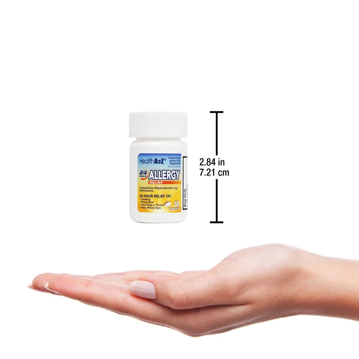 HealthA2Z® Allergy Relief, Levocetirizine Dihydrochloride 5mg, Dye Free Antihistamine, 24 Hours Relief from Sneezing, Runny Nose, Itchy Nose and Eyes (60 Counts) HealthA2Z