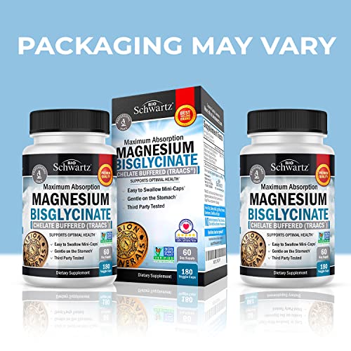 Magnesium Bisglycinate 100% Chelate No-Laxative Effect - Maximum Absorption BioSchwartz