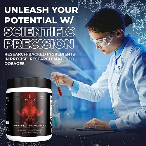 VIOLENCE Stim Free Pre Workout Powder by REVSCI, Precision Dosed Non Stim Preworkout Revolution Science