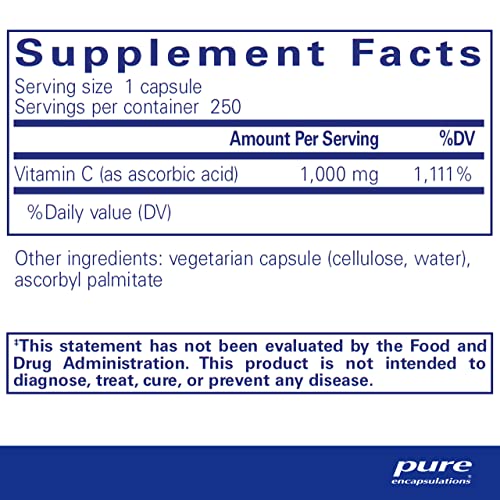 Pure Encapsulations Ascorbic Acid Capsules | Vitamin C Supplement Pure Encapsulations
