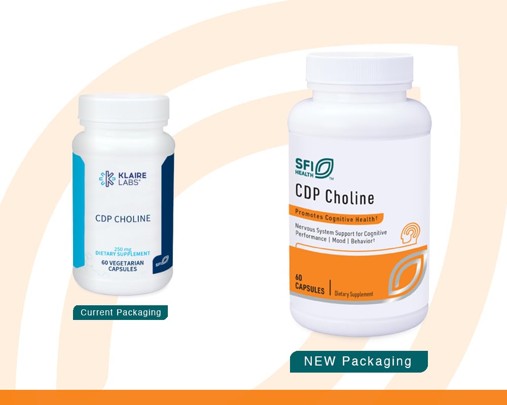 Klaire Labs SFI Health CDP Choline 250mg - Soy-Free Choline Supplements - Cognizin Citicoline to Help Support Memory, Focus & Attention - Bioavailable Active Form, Hypoallergenic (60 Capsules) SFI Health