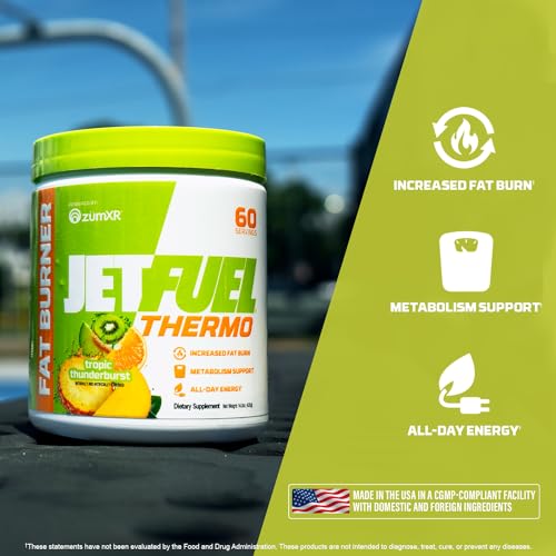 GAT SPORT JetFuel Tropic Thunderburst Thermo Powder for Fat Burning, ZumXR Caffeine GAT SPORT